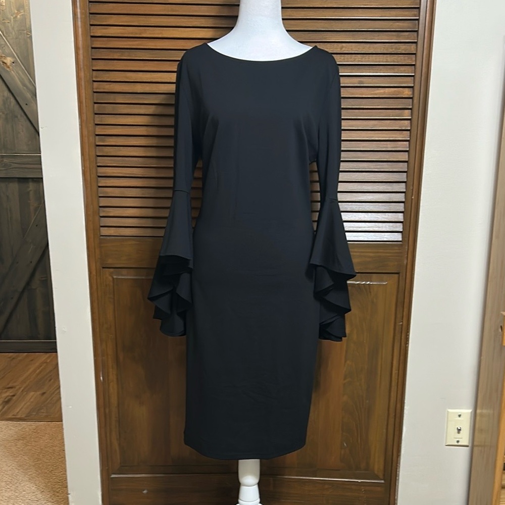 Vfshow Vfemage Black Sheath Bell Flutter Sleeve Dress Party Cocktail Size XL